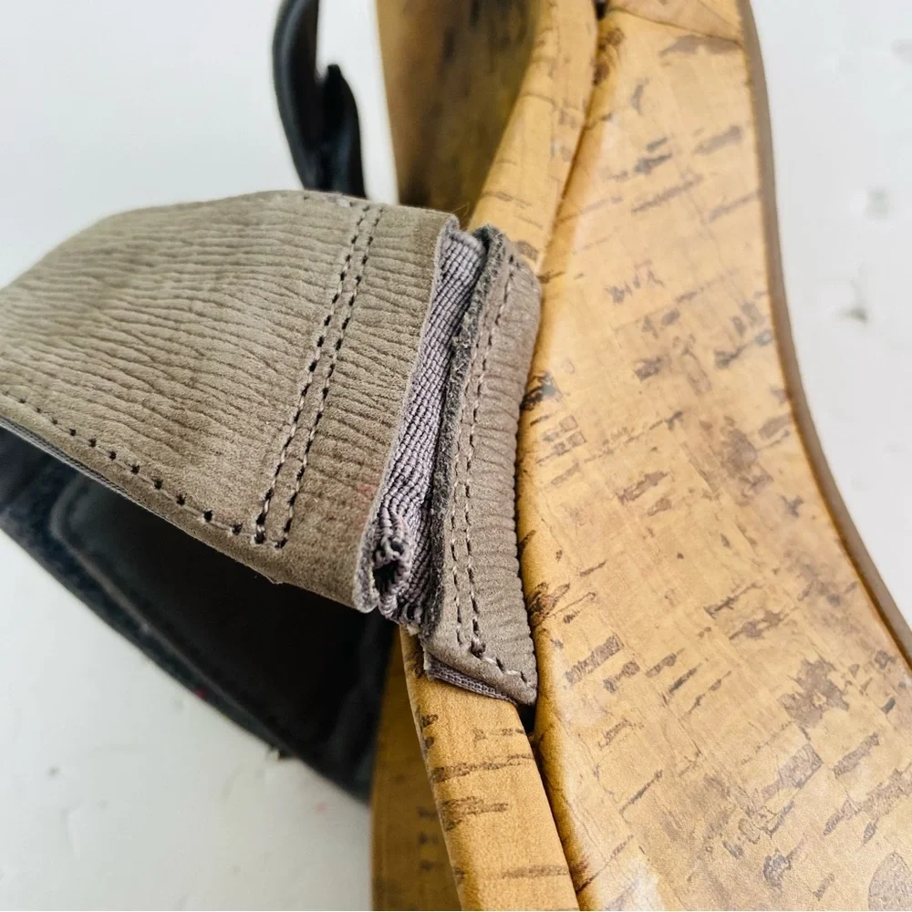 Vionic Grey Pepper Cork Wedge Slip On Sandals Size 9